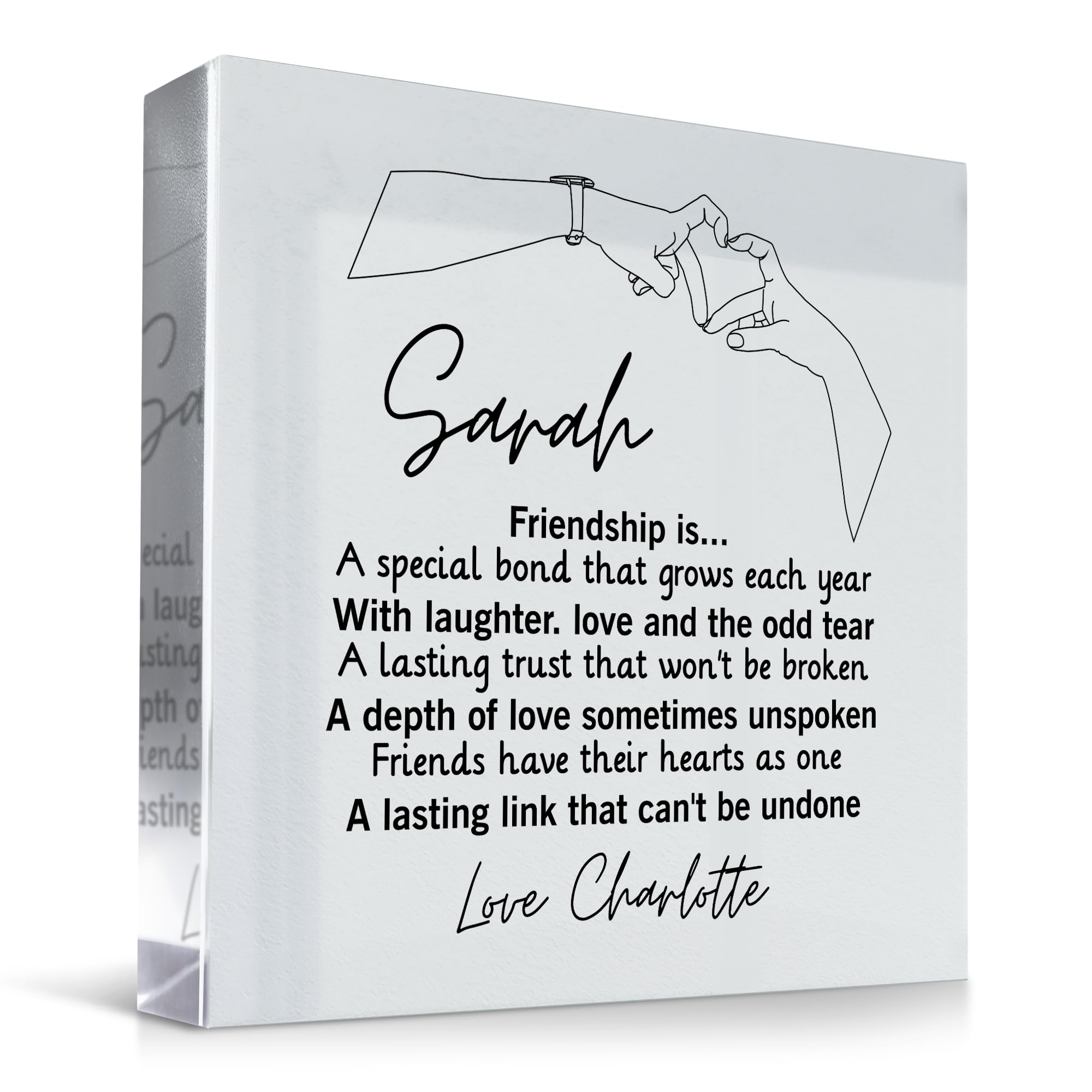 Red Ocean Personalised Friendship For Best Friends Clear Acrylic Plaque Best Friend Birthday Present For Christmas Friend Thank You Her Keepsake