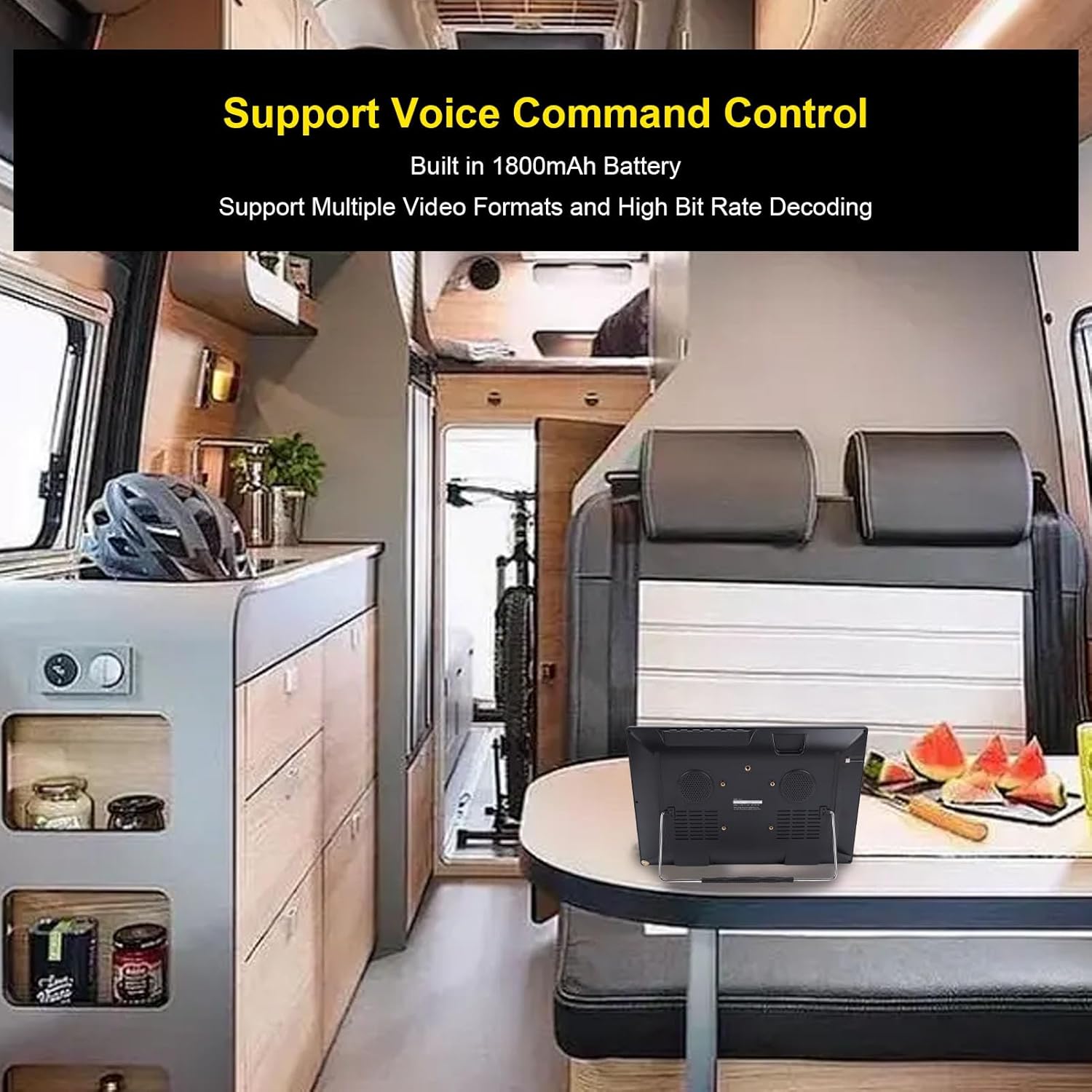 15.4 Inch Portable TV with Antenna, Color TFT LED Display, DDR 1GB, eMMC 8GB, 2.4GHz 5GHz WiFi, Support ATSC, Analog TV and ATV Channels, Battery Powered