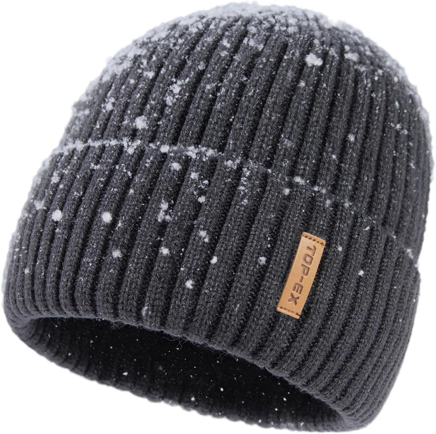 TOP-EX DryKnit™ Waterproof L/XL/XXL Winter Fleece Lined Beanie Hat for Men Women Warm Knit Watch Skull Cap Cold Weather