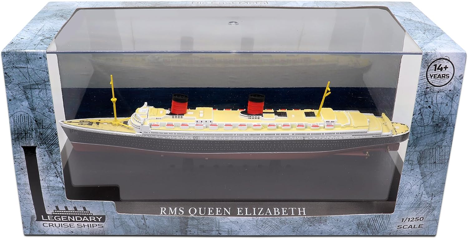 Motor city classics 1:1250 Scale Military Diecast Collectible | RMS Queen Elizabeth | Legendary Cruise Ships | Militaria Diecast Model 241946