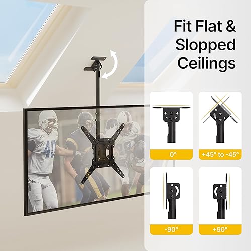 Miniatura 5 de monTEK Soporte de TV de techo para pantallas planas de 23 a 55 pulgadas, soporte de TV de techo ajustable colgante que se adapta a la mayoría de