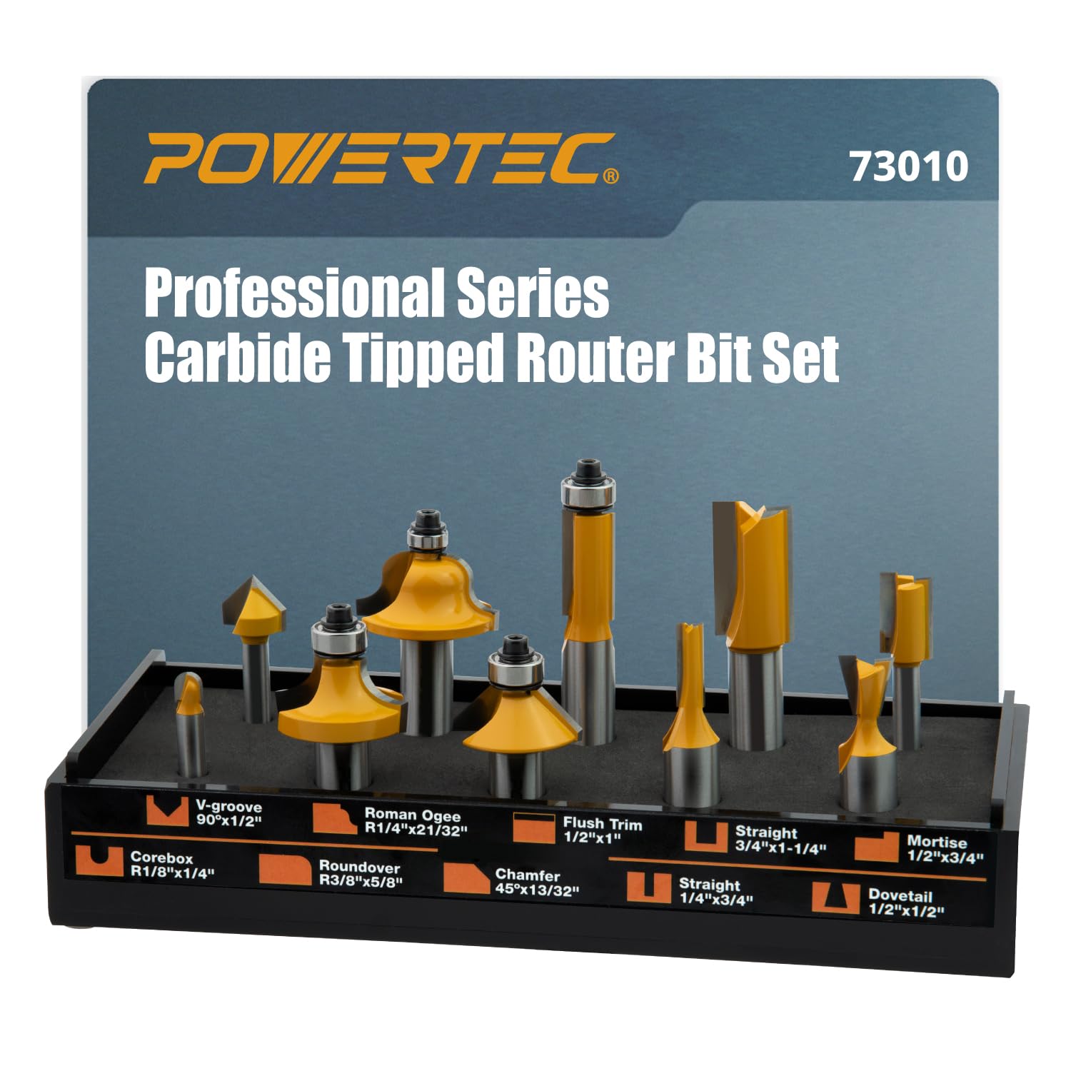 POWERTEC Router Bits - Shaker Profile Set -9 POWERTEC Router Bits - Shaker Profile Set -9
