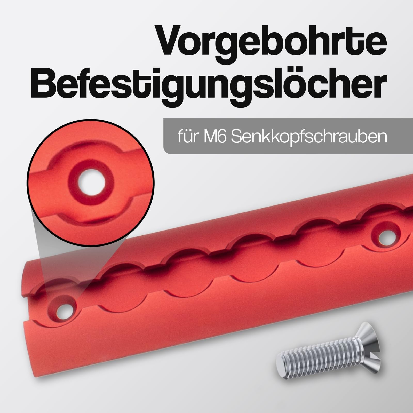 Aluminium Airlineschiene rot halbrund Profil rot eloxiert Ladungssicherung für Anhänger, PKW, LKW, Camper, Wohnmobil, Werkstatt Airline Schienen (2X 1,0 Meter)