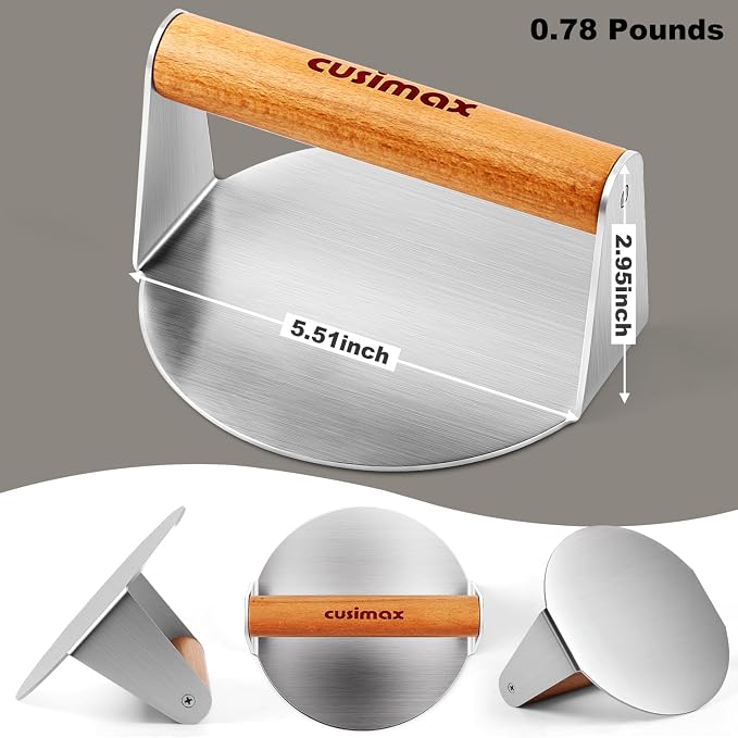 Prensa para hamburguesas de acero inoxidable CUSIMAX 5.5" redonda miniatura 8