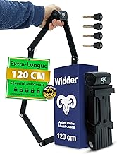 Widder Antivol pliable très sûr | 120 cm | Antivol pliant avec 4 clés et support comme antivol velo electrique | Idéal comme cadenas velo antivol, vélo électrique et anti vol vélo