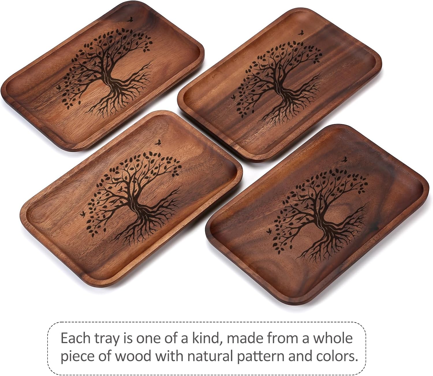 The Tree of Life Serving Acacia Wood Valet Tray for Men Women, Catch All Acacia Mens Key Dump Bedside Nightstand Organizer EDC Wooden Tray for Phone Watch Wallet Keys Jewelry - Image 5