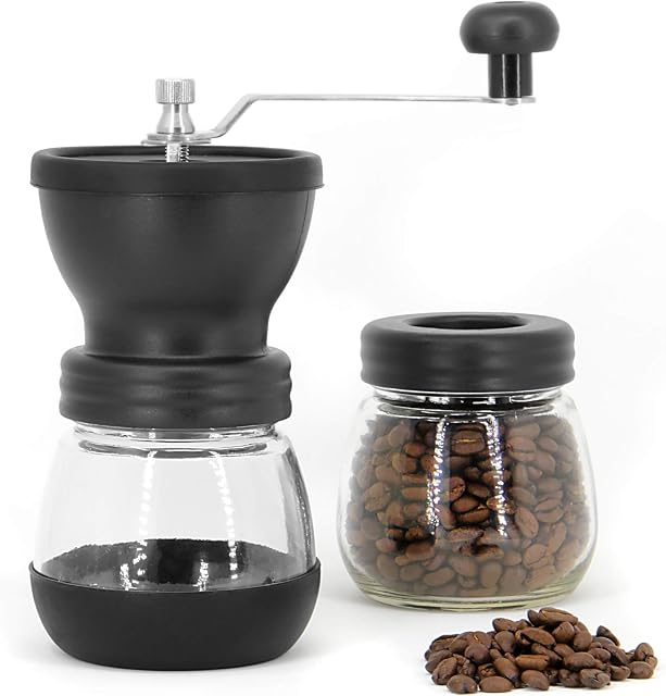 Manual Coffee Bean Grinder | Adjustable Coarseness Ceramic Mill | Hand Held Coffee Mill | Compact Crank For Home, Office & Travelling | M&W