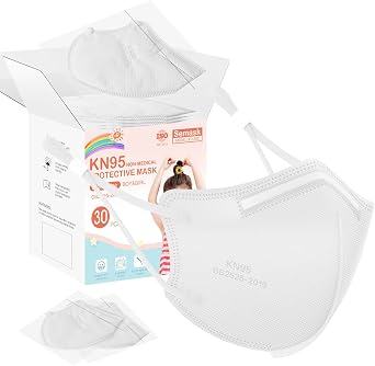 Kids KN95 Adjustable Masks 30 Pack, Individually Wrapped Disposable Masks with Adjustable Ear Loops