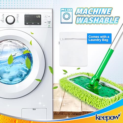 Miniatura 7 de KEEPOW Almohadillas de microfibra reutilizables compatibles con trapeador Swiffer, paños de barrido en seco, repuestos de paño de trapeador húmedo