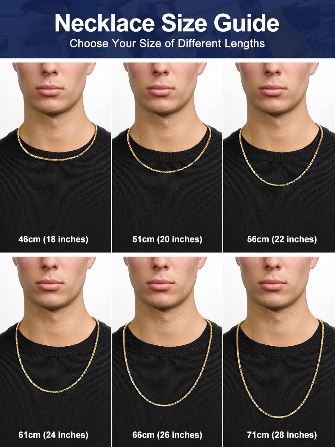 Suplight Rope Chain for Men 2/3mm Stainless Steel/Black/Gold Box Chains Necklace for Men Women, 16-32 inch Hip Hop Snake/Wheat Chain Choker Necklace, Send Gift Box - Image 5