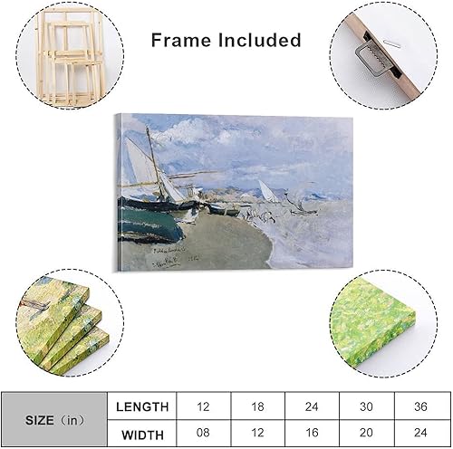 Miniatura 2 de Joaqun Sorolla - Póster de Barcas En La Playa Costa De Levante, pintura decorativa en lienzo para pared, para sala de estar, dormitorio, 24 x 36