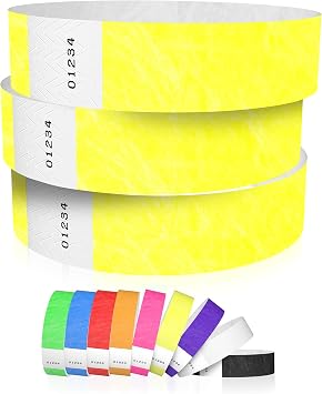 600 WristCo Neon Yellow Tyvek Wristbands for Events - Tamper-Proof Design