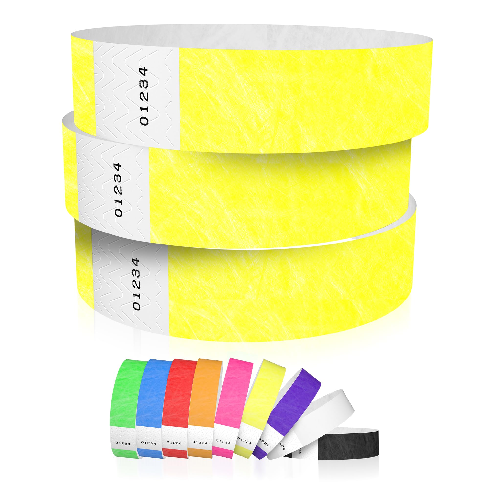 600 WristCo Neon Yellow Tyvek Wristbands for Events - Tamper-Proof Design & Fluorescent Color Prevent Reuse Premium-Grade Bracelets for Hospital & Medical ID, Party & VIP Identification