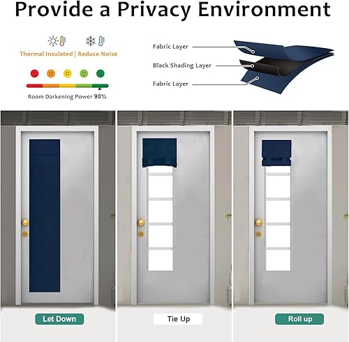 Miniatura 6 de WdFour - Cortinas para oscurecer la habitación, para ventana de puerta y puerta de cristal, cortina lateral para puerta delantera, 12 pulgadas de