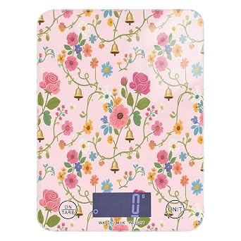 LCD Display Kitchen Scales for Food 11lb/0.18oz, 5kg/5g Summer Flowers Beautiful Rose Bell Pink Small Scales with 4 Unit for Meal Prep Baking Meal Prep Batteries not Included pesa para