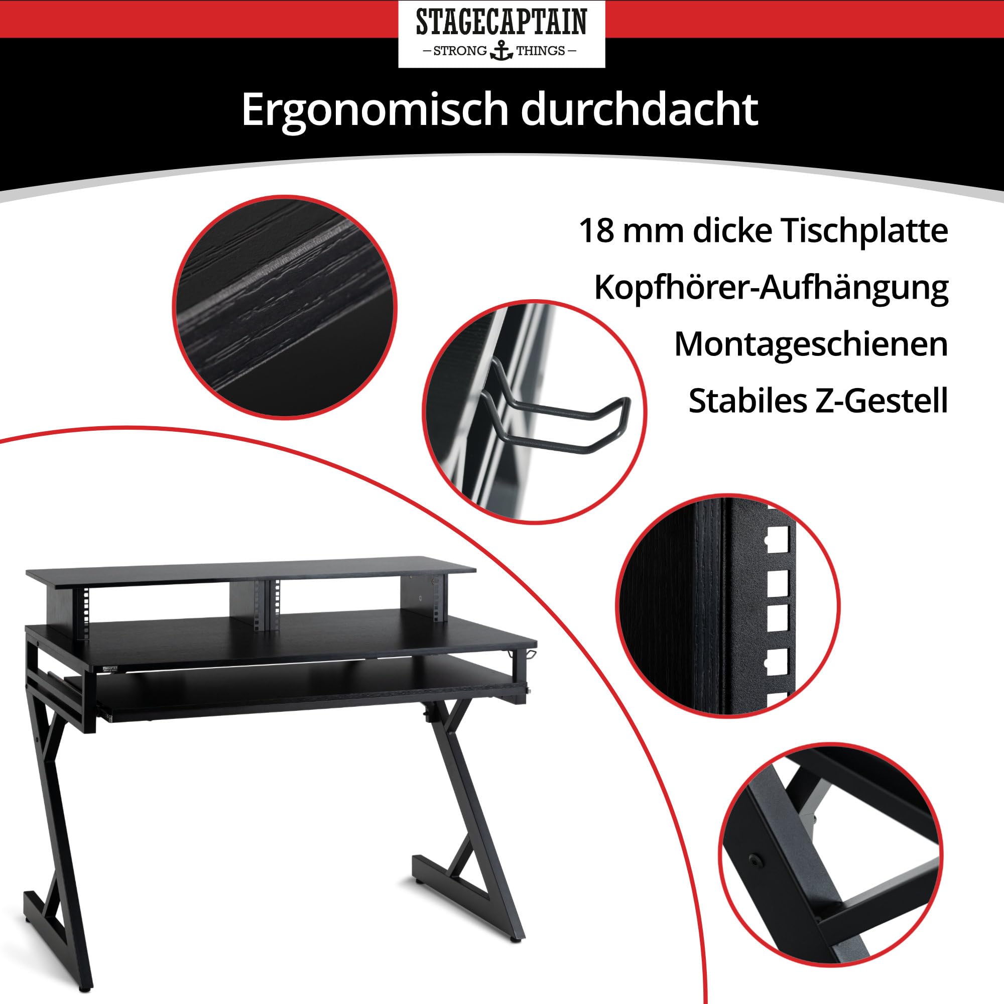 Stagecaptain ST-120 Mesa de Estudio, Estructura Estable en Z de Metal