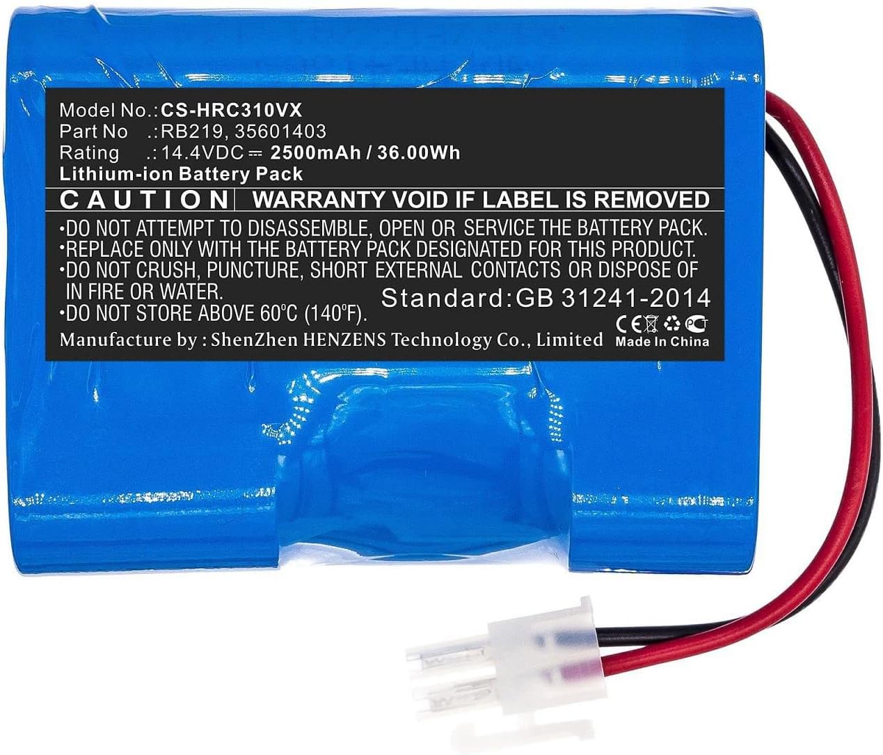 CoreParts Battery for Vacuum 36Wh Li-ion 14.4V 2500mAh, 35601403, RB219 (36Wh Li-ion 14.4V 2500mAh Blue for Hoover Vacuum RBC030, RBC030/1011, RBC030011, RBC031B, RBC031B011,)
