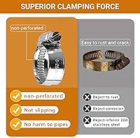 Vista 4 de Abrazadera de manguera resistente, 14 unidades, tamaño #8, 5/8 a 1 pulgada, abrazaderas de manguera de accionamiento de engranaje helicoidal