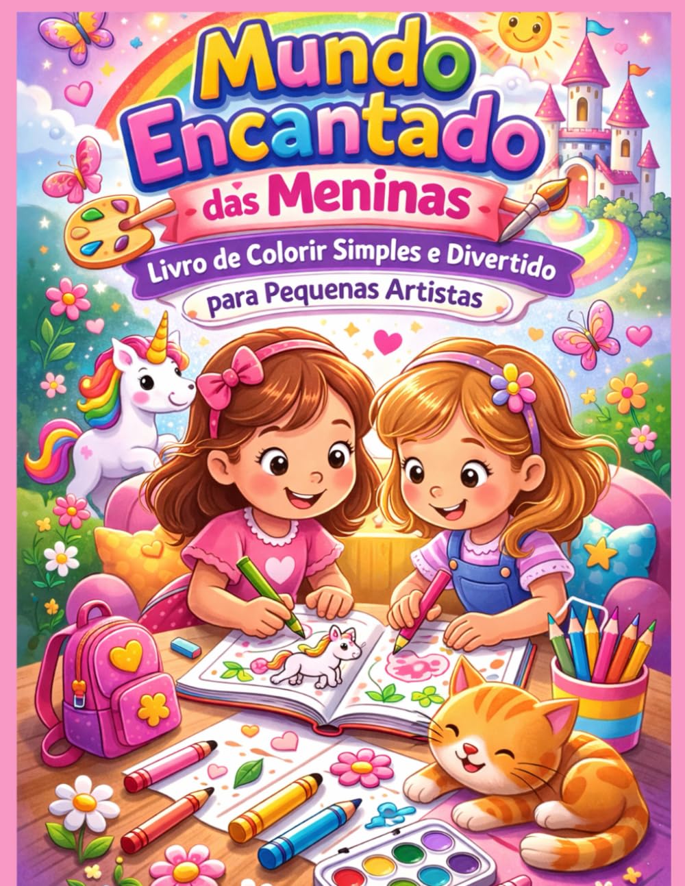 Mundo Encantado das Meninas: Livro de Colorir Simples e Divertido para Pequenas Artistas (Livros de Colorir Fofinhos)