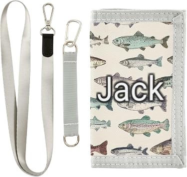 Personalized Kids Wallets for Boys Girls Vintage Fishes Custom Toddler Trifold Wallet for Boys Customized Novelty Wallet Kids Purse Wallets for Childrens Teens