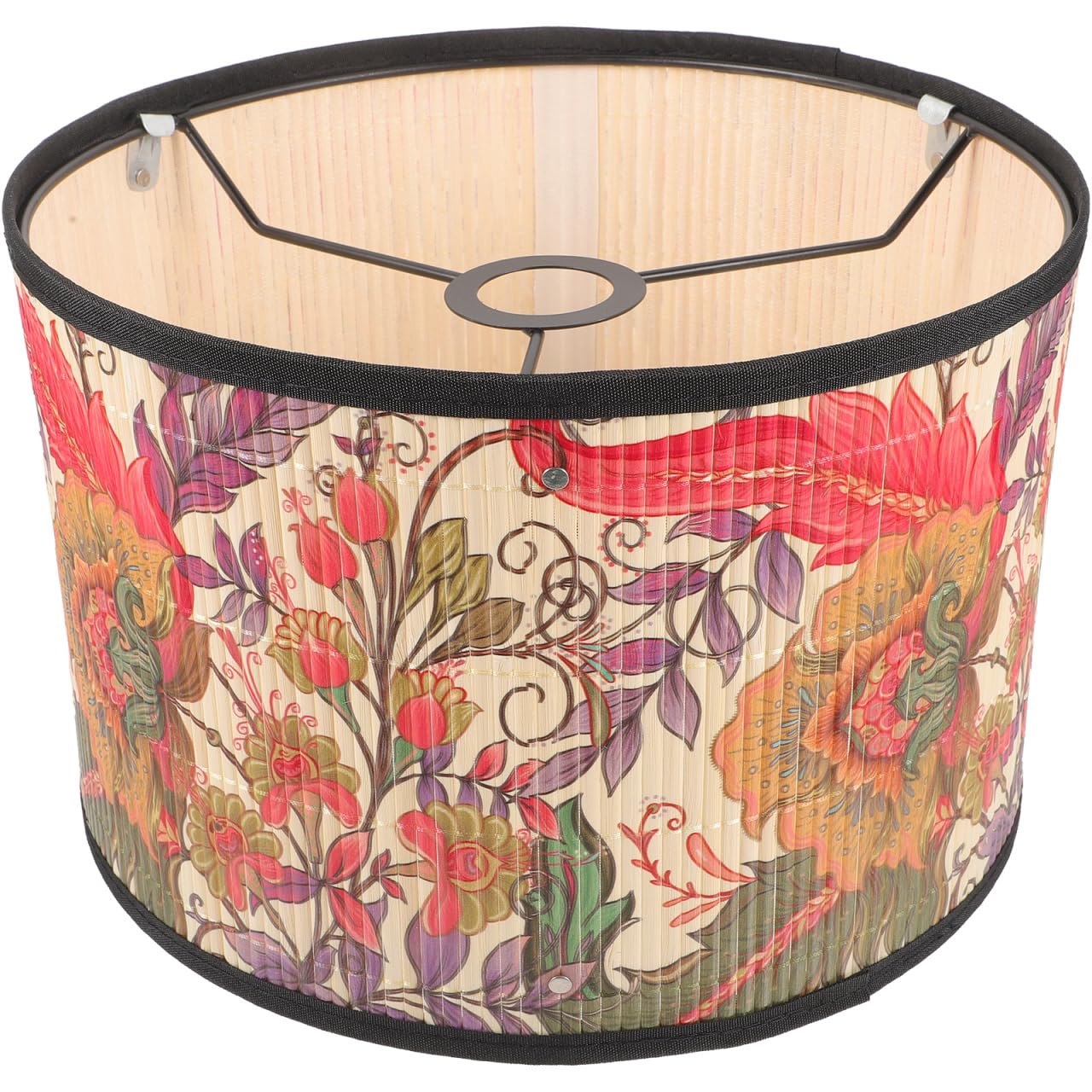 DOITOOL Paralume in Bambù 12 Pollici Con Design Stampato Floreale Paralume Per Lampada Da Tavolo Soggiorno Camera Da Letto Sala Da Pranzo Decorazione Interni Naturale Elegante