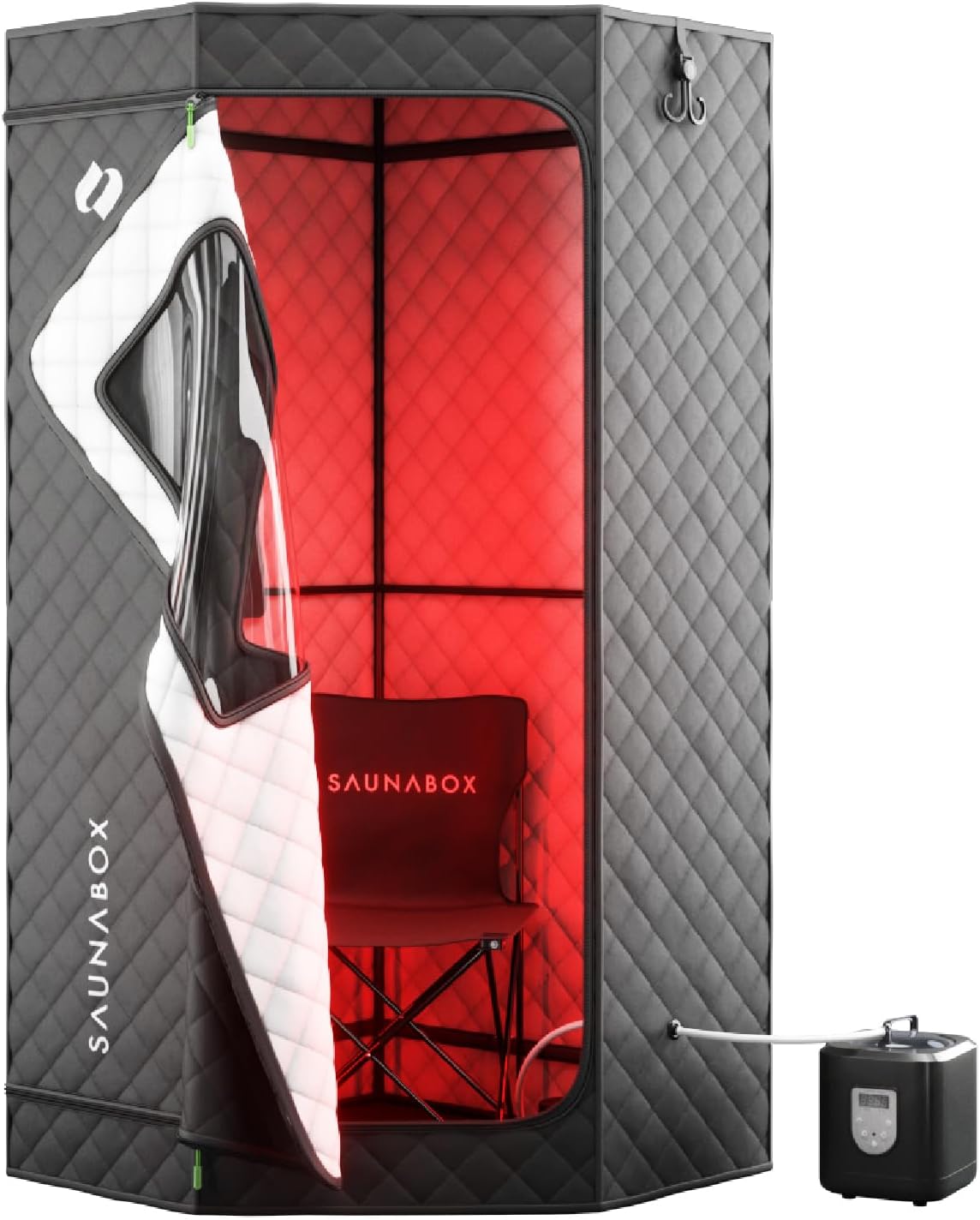 SAUNABOX® SmartSteam Pro Portable Steam Sauna with Red Light Therapy (Black)