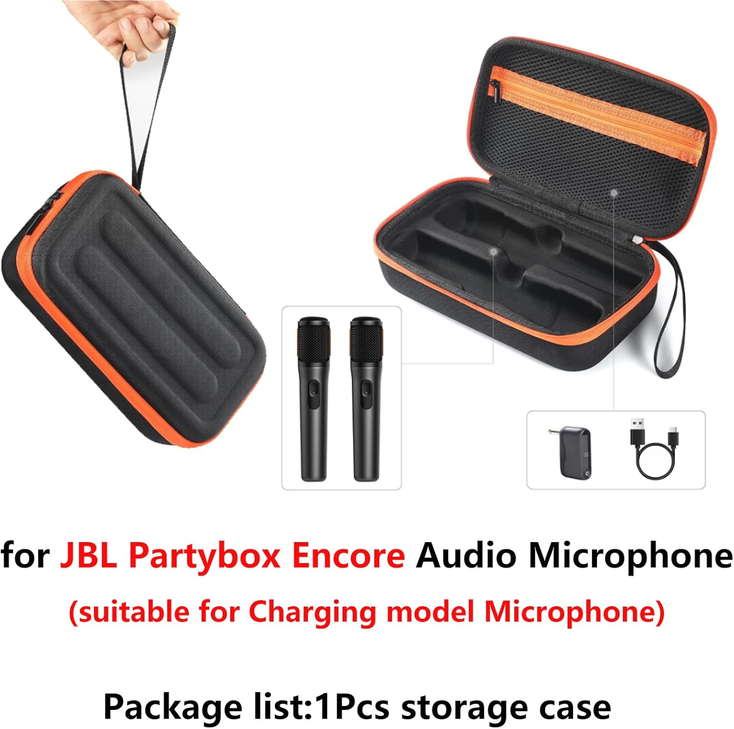 Microphone Case for JBL Partybox Encore,Dual Mic Storage Bag Travel Carrying Case for JBL Partybox Encore Microphone Organizer Bag (Charging version)