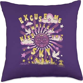 Jimi Hendrix Groovy Kiss the Sky Sun Vintage Band Throw Pillow