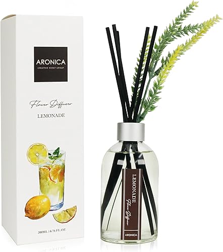 Aronica Ambientador aromático con aroma a limón, difusor de varillas para apartamento, ambientador de habitación con infusión de limón, aroma