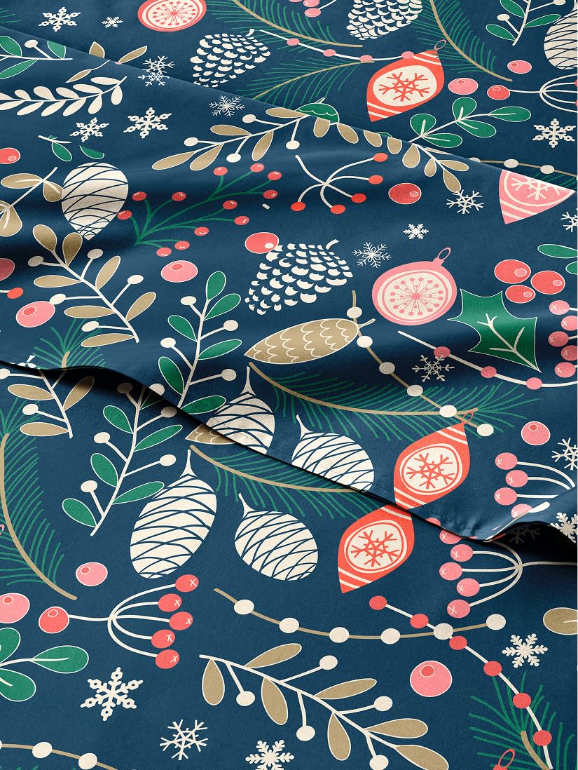 Christmas Sheet Set, Christmas Joy, Holiday Xmas Bedding Set - King Size
