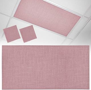2 Pcs Light Pink Linen Fluorescent Light Covers Farmhouse Pure Color Country Farm Magnetic Light Covers for Ceiling Lights 4 x 2 ft Drop Ceiling Lights Cover Shade for Office, Home, Hospital