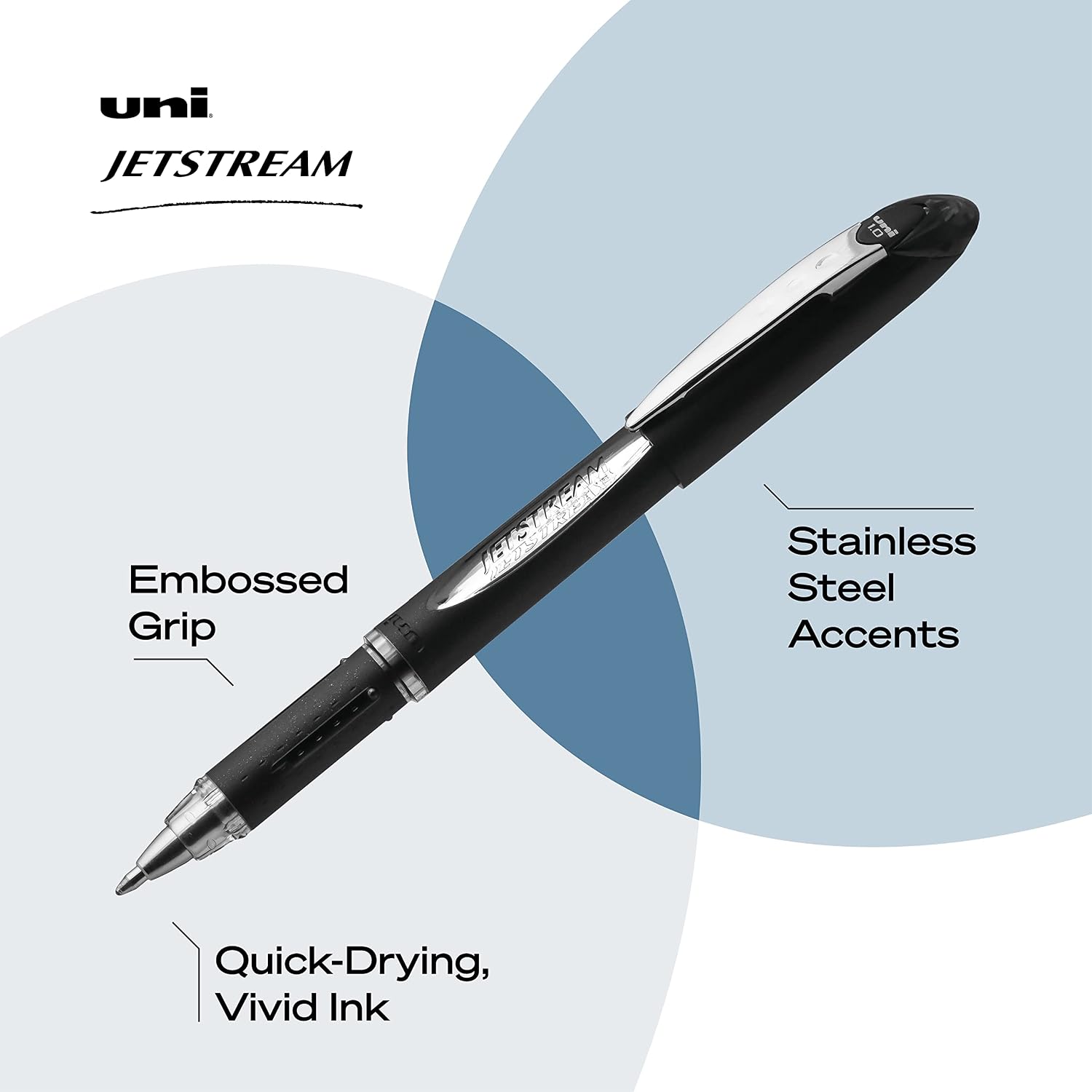 uni-ball Jetstream Ballpoint Pens, Bold Point (1.0mm), Black, 3 Count