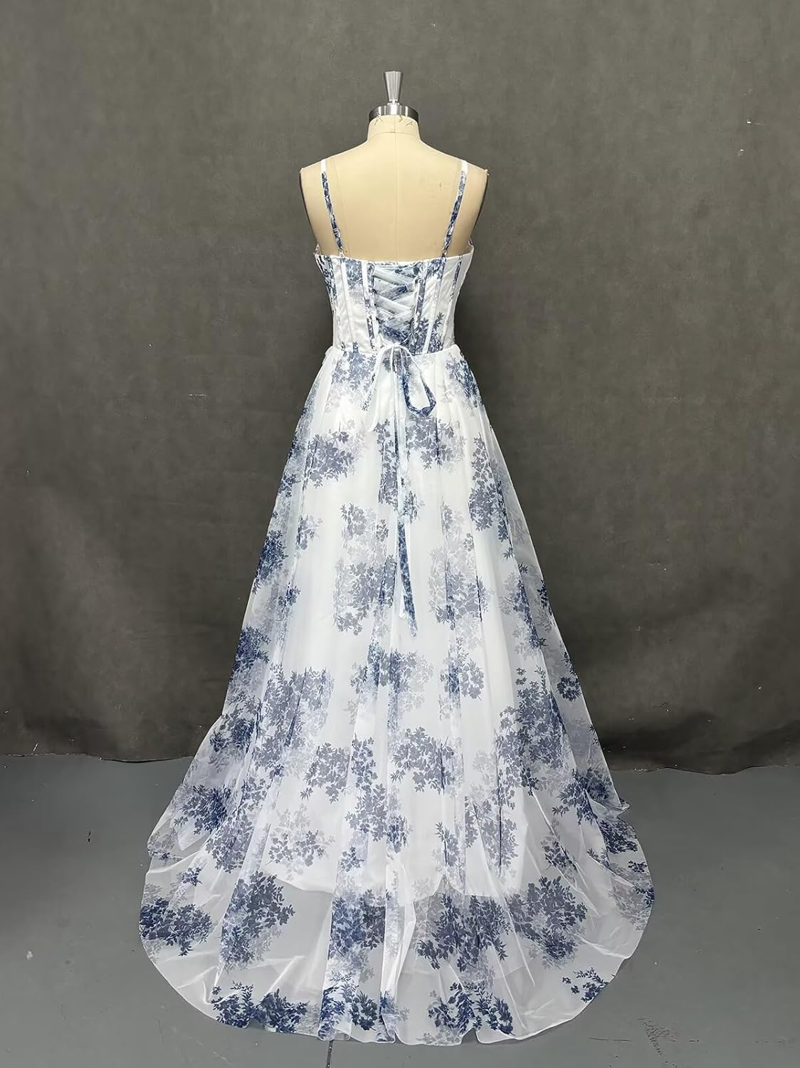 Smileven Floral Tulle Corset Prom Dresses for Women 2025 Cowl Neck A-Line Formal Evening Gowns with Slit