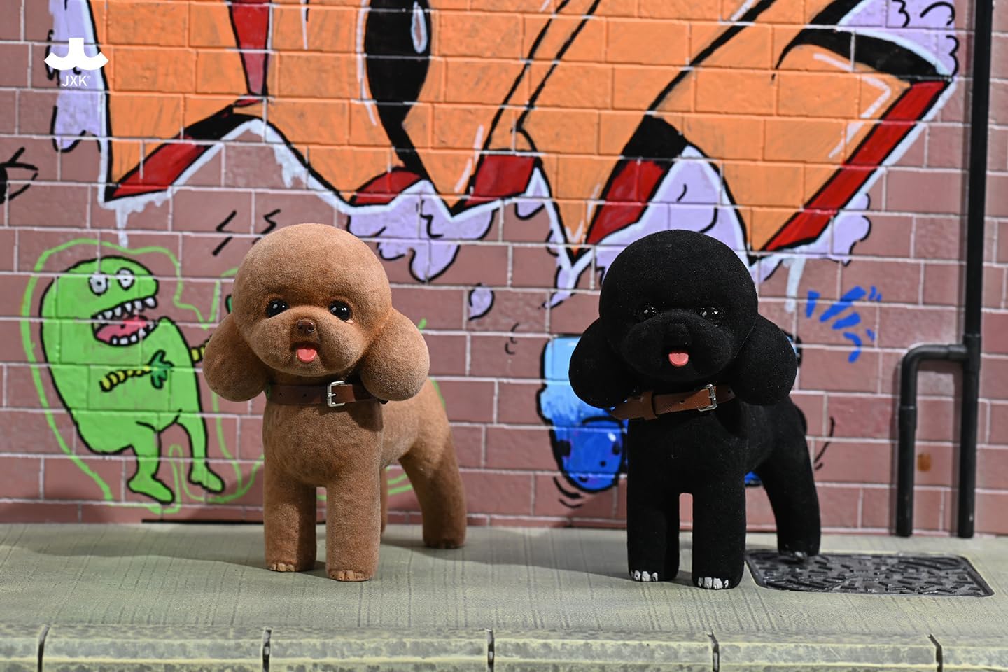 1:6 Scale Flocking Poodle Model Pet Dog Animal Figure Scene Desk Decoration Collection Birthday Gift Photography Props (JXK204A)