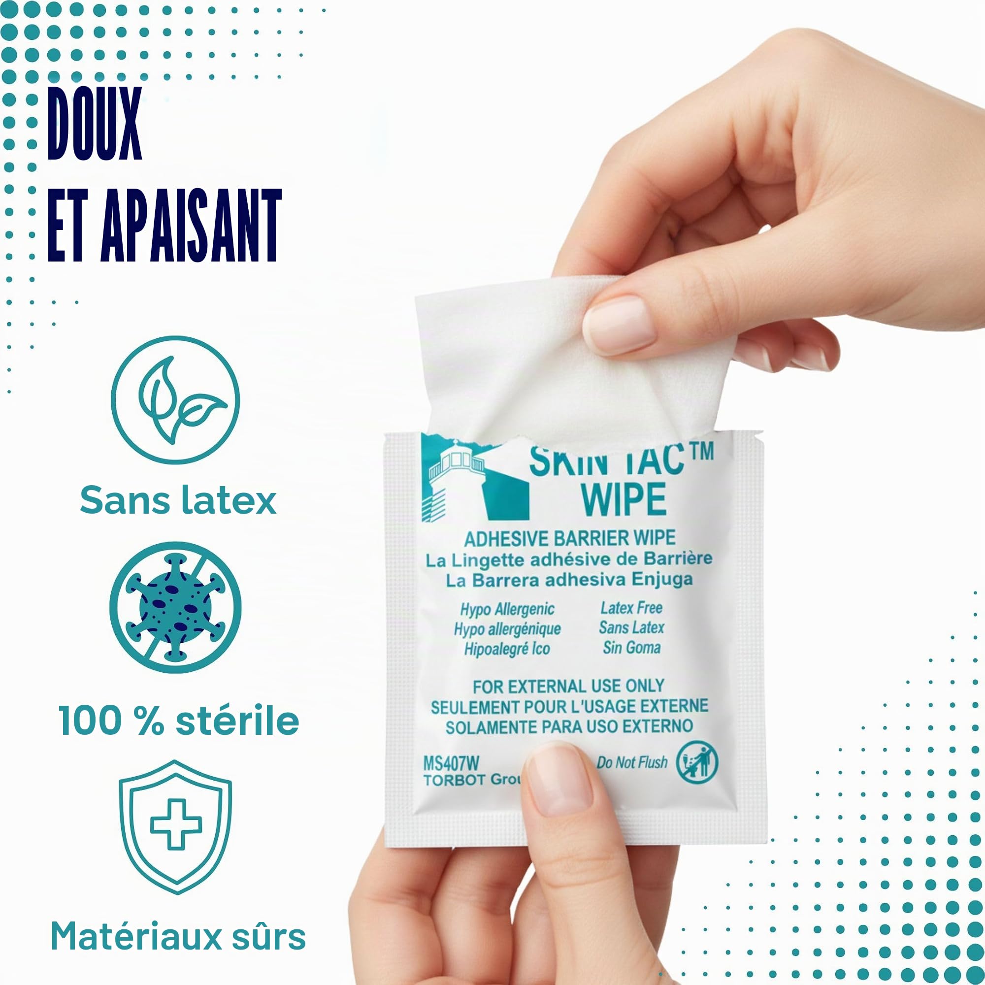 TORBOT Group Lingettes adhésives barrière Skin-Tac-H, 50/boîte