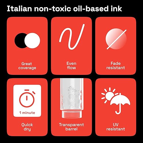 Miniatura 3 de ARTISTRO 5 marcadores permanentes de pintura a base de aceite, marcadores de punta media para neumáticos, madera, roca, tela, vidrio, cerámica,