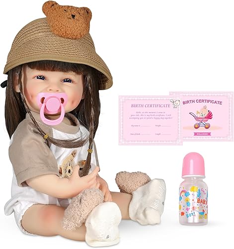 Muñecas Reborn Baby  Muñeca realista de silicona de vinilo realista de 18 pulgadas con brazos y piernas movibles completa con accesorios, gran