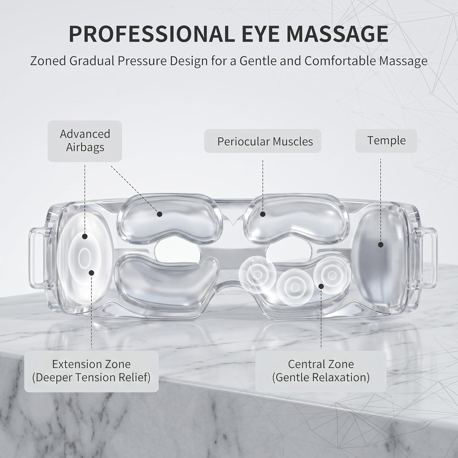 Nekteck Massaggiatore per occhi con calore, maschera per occhi per alleviare l'emicrania, massaggio occhi riscaldato per occhi secchi, relax del sonno, regalo di compleanno per donne e uomini (bianco)