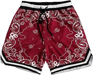 Mens Paisley Pattern Basketball Shorts Lightweight Mesh Gym Shorts Graphic Sports Athletic Drawstring Short