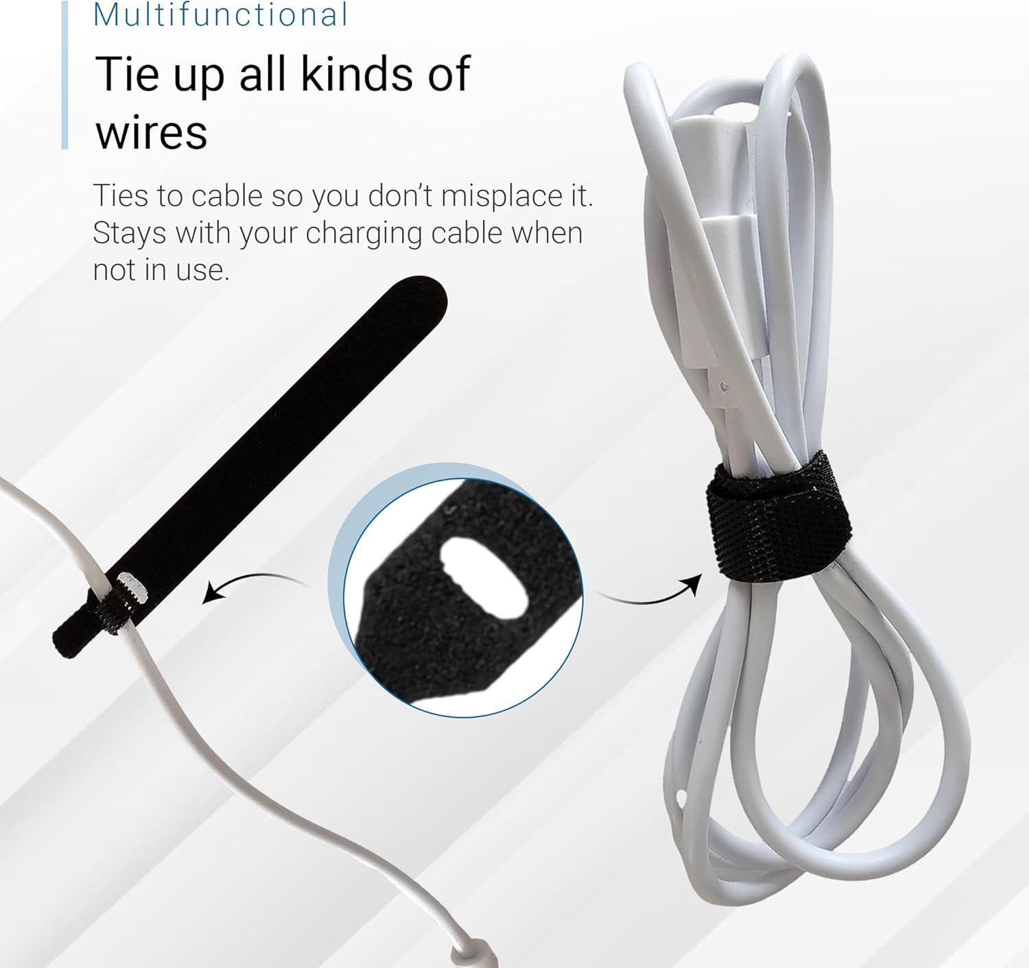 Reusable Cable Straps Wire Ties Self Fastening Hook and Loop, Pack of 50 Adjustable Cord Fastener Cable Organizer, 11 CM (Black)