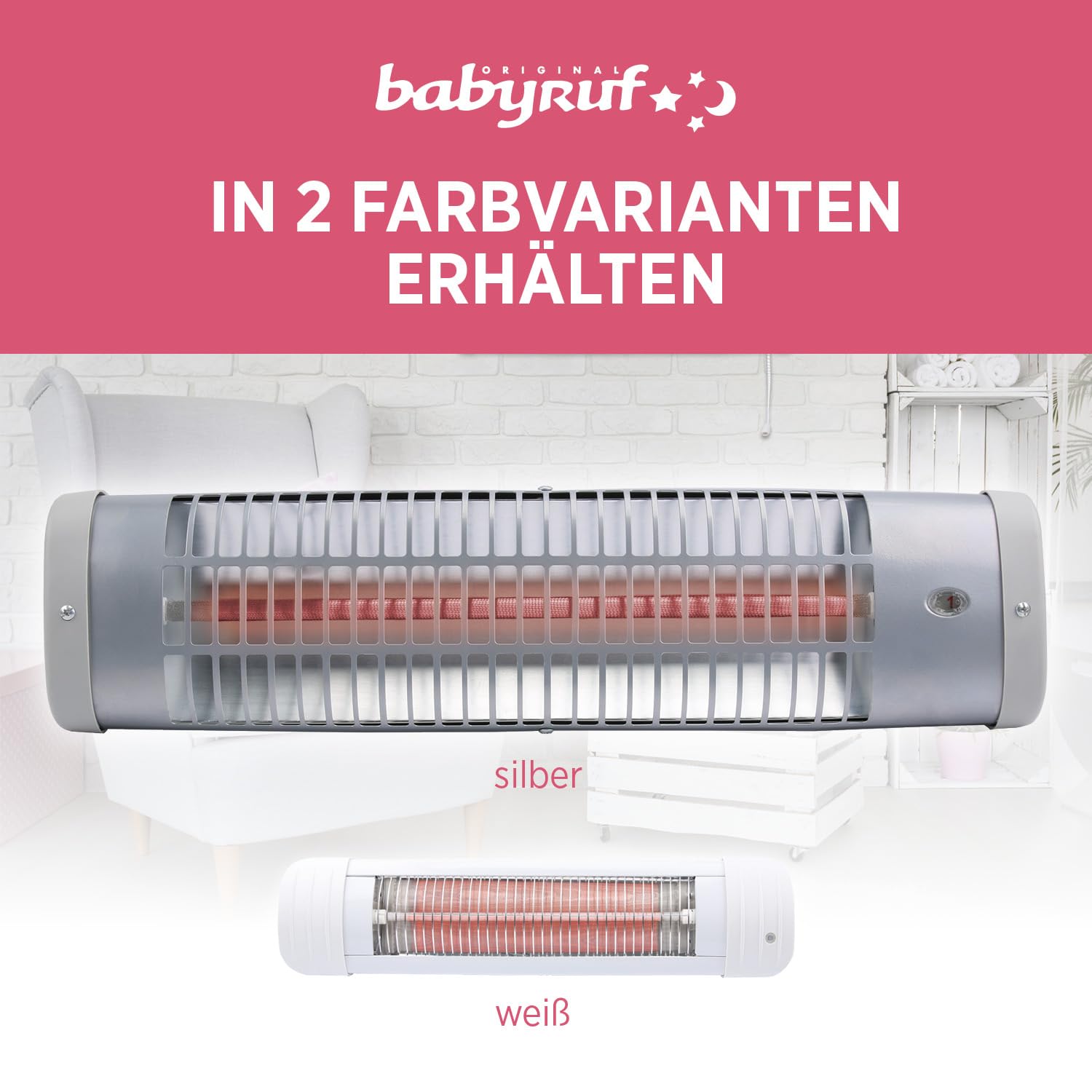 BS 50 Heizstrahler | 600 Watt | Wickeltisch Wärmelampe Mit Abschaltautomatik | Einfache Wandmontage | Weiß