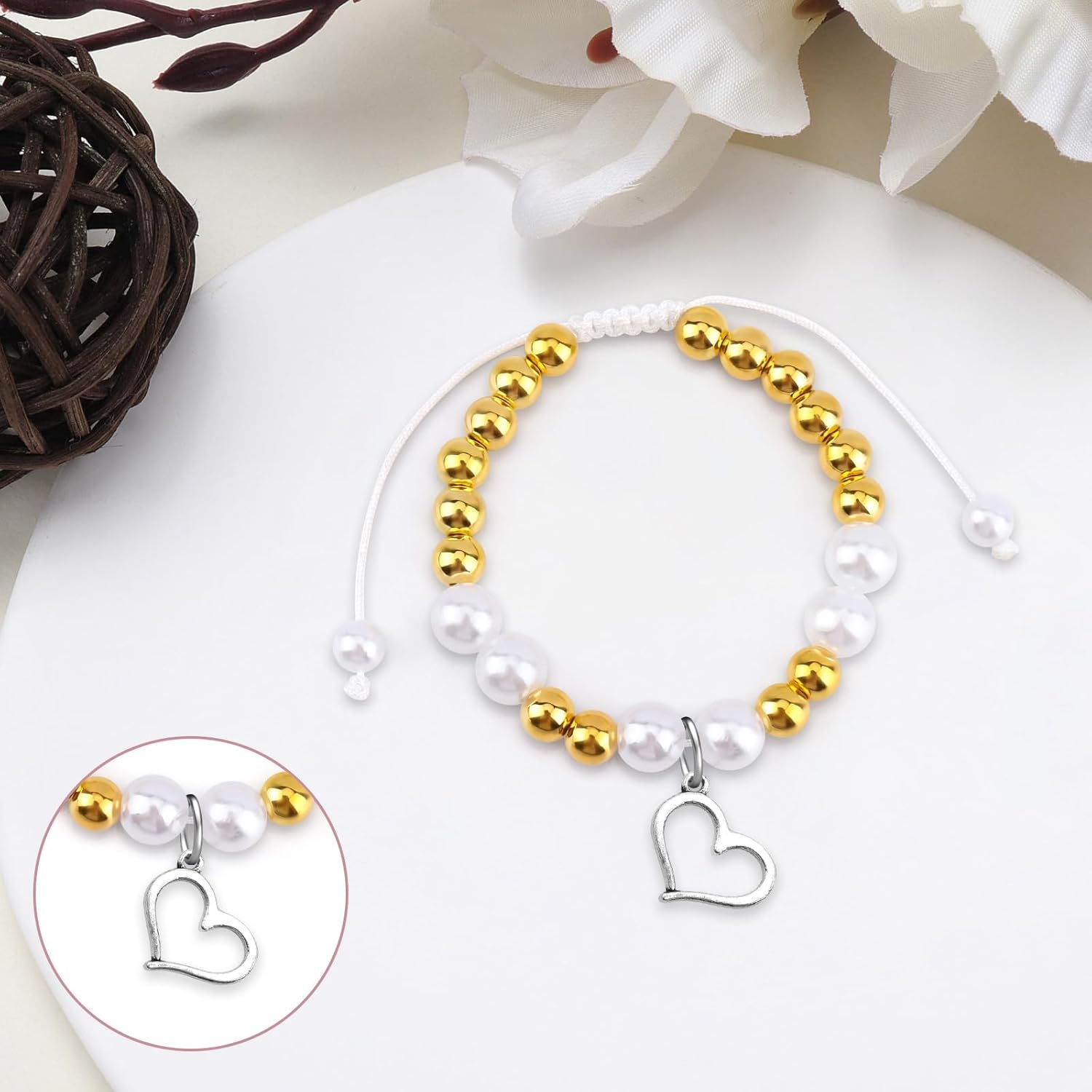 Mwphuy Daughter Gift from Mom to My Daughter Bracelet Birthday Graduation Christmas Jewelry Gifts for Daughters Stepdaughter Granddaughter Bridal Shower Gifts Wedding Gift Beaded Bracelet with Card - Image 4