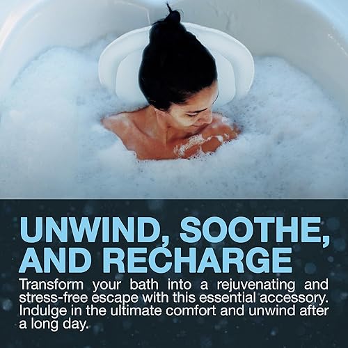 Miniatura 7 de Premolux Almohada de baño  Almohada de bañera de apoyo para la espalda con ventosas antideslizantes  Almohadas de baño 4D acolchadas extra cómodas