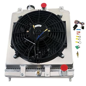 Honda Civic Radiator, 4 Row Aluminum Radiators for 1992-2001 Honda Civic EJ EK EG DEL D15 D16/ Del Sol/Integra, 2001 Honda Civic Radiator with Electric Fan Shroud Thermostat Kit
