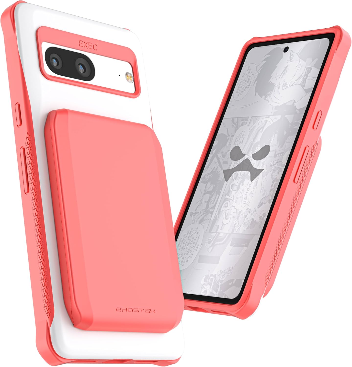Ghostek EXEC Wallet Google Pixel 7 Case with Detachable Magnetic Credit Card Holder Heavy Duty Drop Protection Supports Wireless Charging Phone Covers Designed for 2022 Google Pixel7 (6.3 Inch) (Pink)