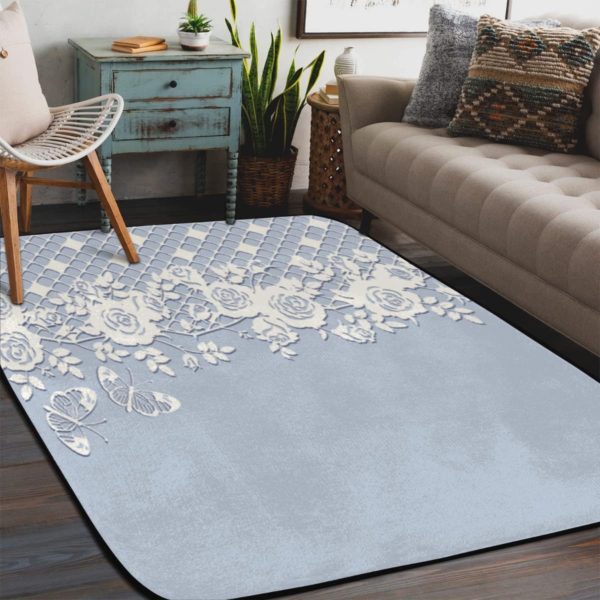 5 x 7 feet Shabby Chic Style Super Soft Area Rug for Kids Baby Nursery, Carpets for Entryway Laundry Kids Room Nursery, Dorm Rugs for Grils Boys