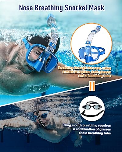 Miniatura 3 de W WSTOO Máscara de natación multifuncional que te permite respirar por la nariz, vista panorámica de 180 grados, antivaho antifugas con soporte de