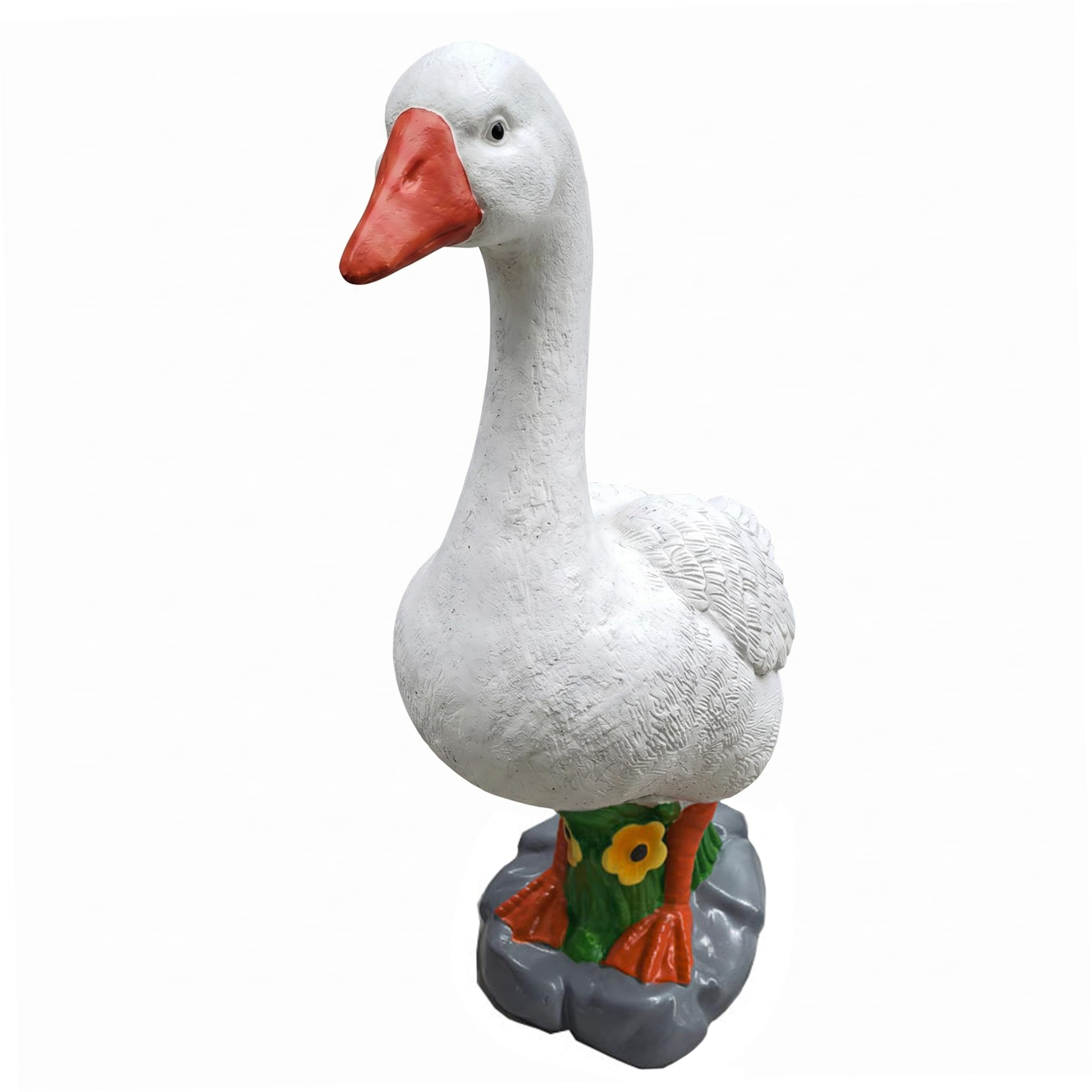 PithCogent Duck Statue, 14x8 Inch Resin Porch Statue with Base Weatherproof Realistic Cute Duck Figurine for Yard, Garden, Outside, White