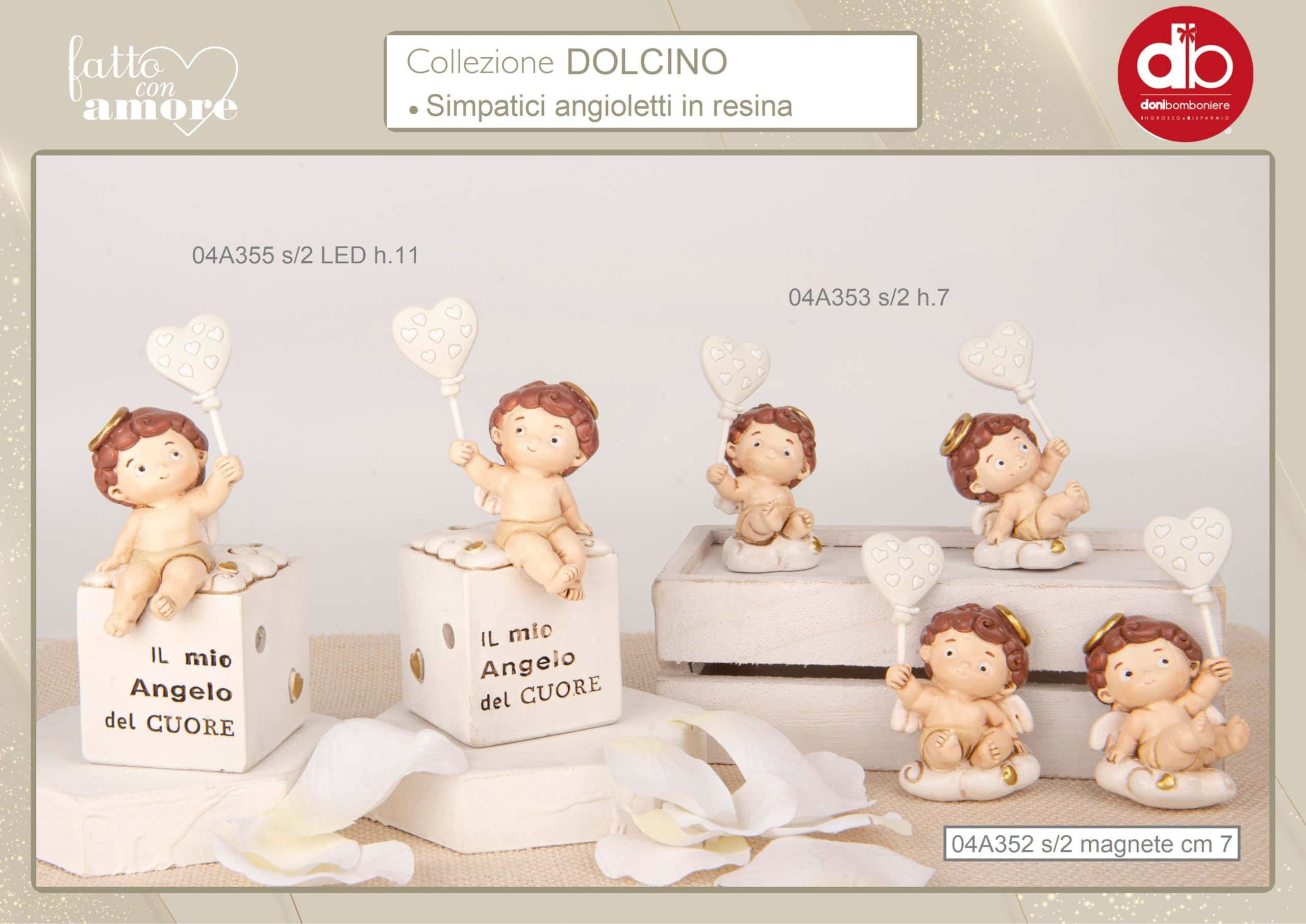 Doni Bomboniere Nascita 6PZ Barattolino con Statuina Angioletto Protezione Segna Posto Elegante Tenero Battesimo Primo Compleanno Feste Tema Angioletti Comunione Cresima Eventi Periodo Natalizio