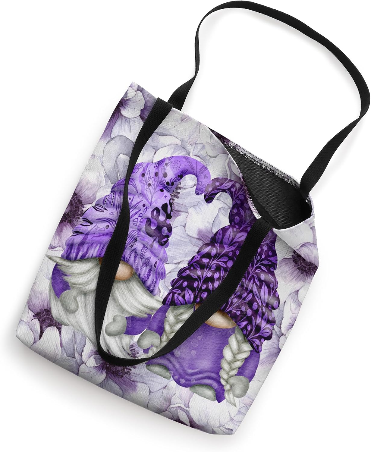 Unique Purple Gnome With Lilac Anemones Floral Aesthetic Tote Bag